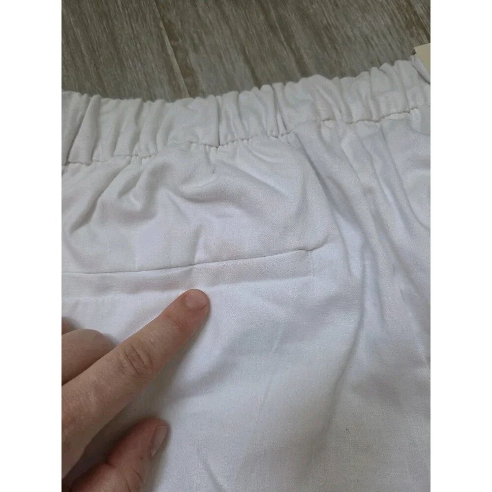 NWT Banana Republic Hayden Wide Leg Pants White Pull On Stretch Womens L DEFECTS